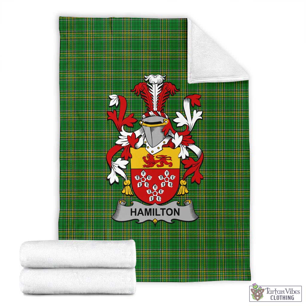 Tartan Vibes Clothing Hamilton Irish Clan Tartan Blanket with Coat of Arms