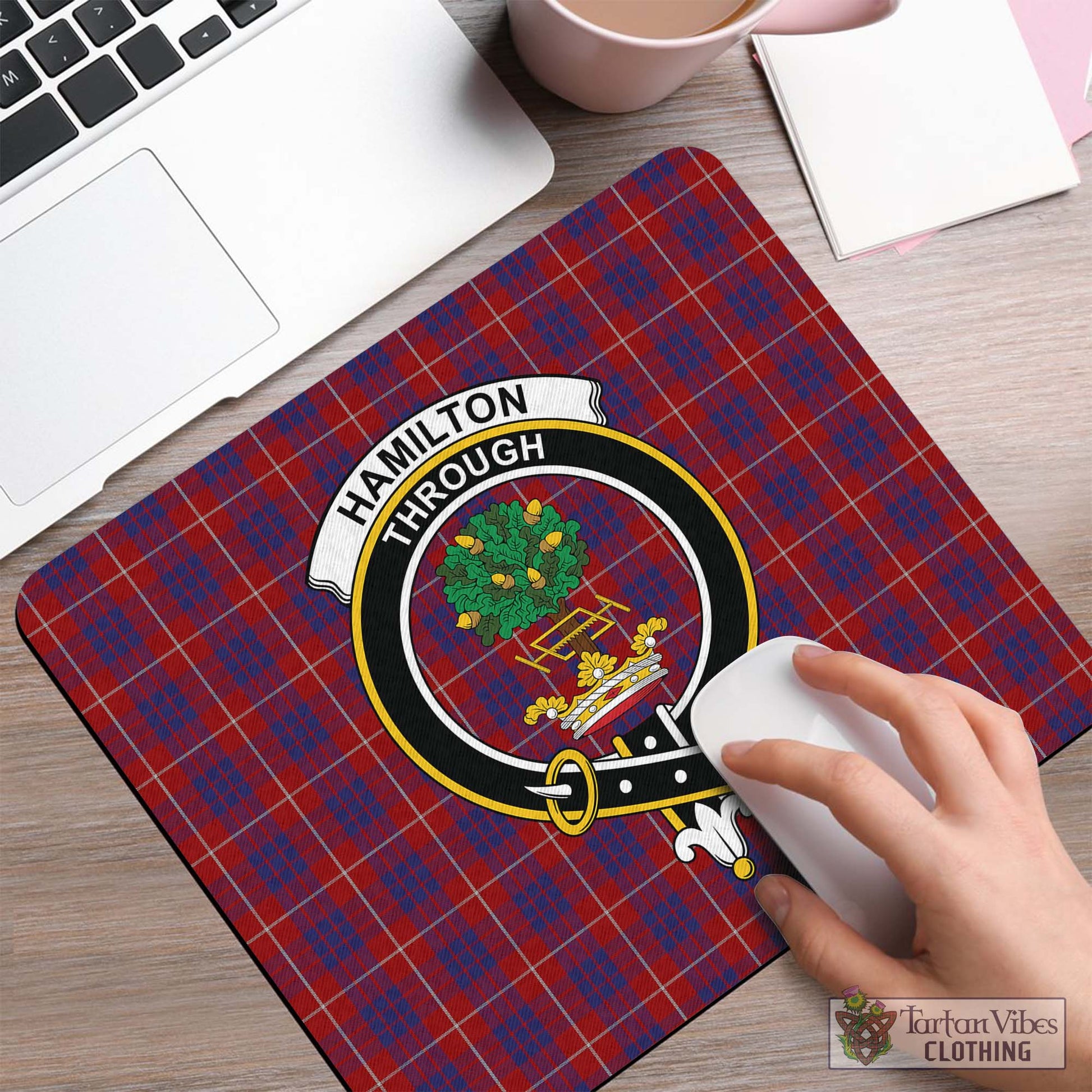 Tartan Vibes Clothing Hamilton Tartan Mouse Pad with Family Crest