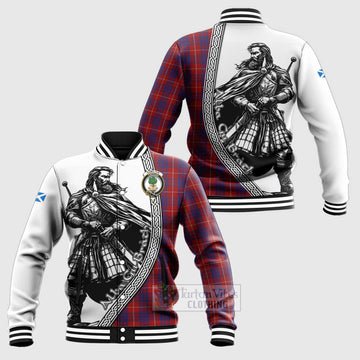 Hamilton Tartan Clan Crest Baseball Jacket with Highlander Warrior Celtic Style