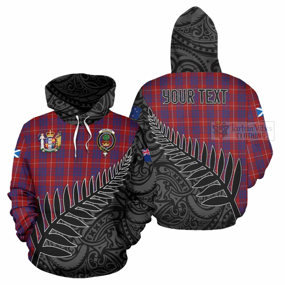 Tartan Vibes Clothing Hamilton Crest Tartan Hoodie with New Zealand Silver Fern Half Style