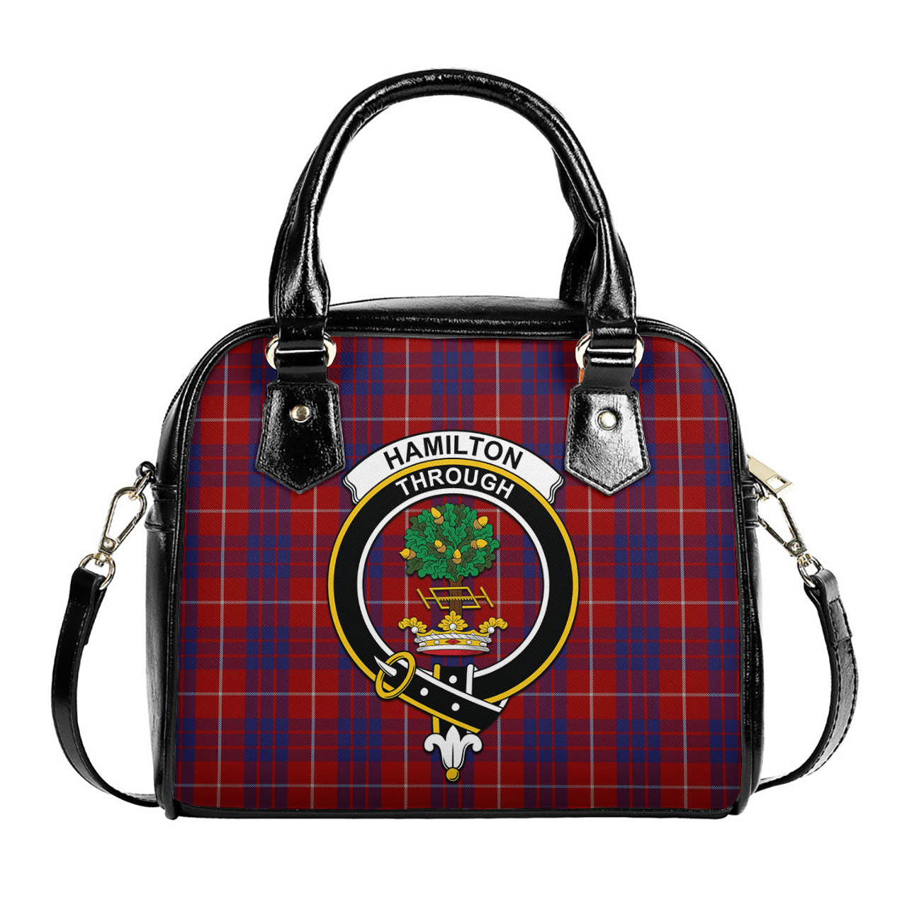 Hamilton Tartan Shoulder Handbags with Family Crest One Size 6*25*22 cm - Tartanvibesclothing