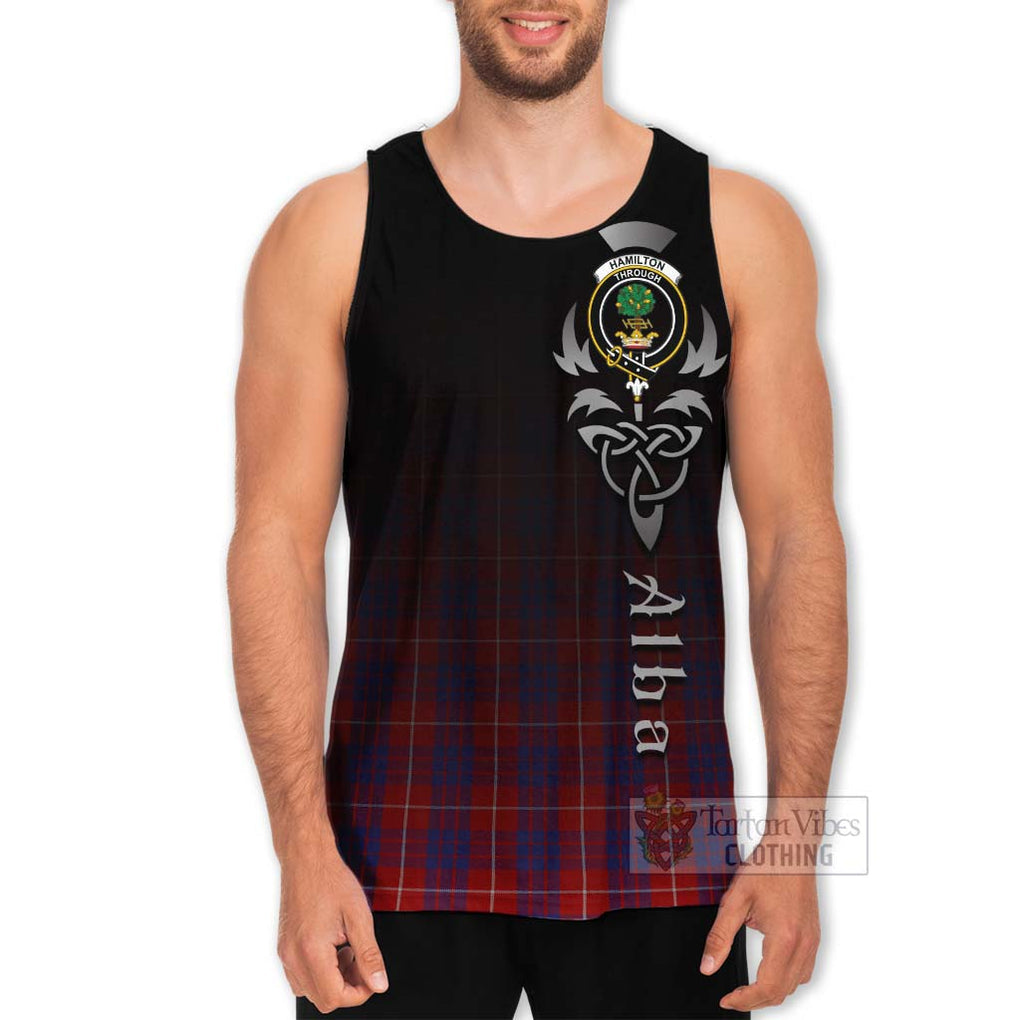 Tartan Vibes Clothing Hamilton Tartan Men's Tank Top Featuring Alba Gu Brath Family Crest Celtic Inspired