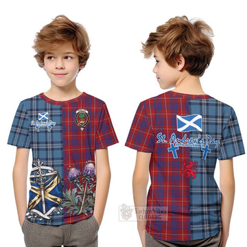 Hamilton Tartan Kid T-Shirt Happy St. Andrew's Day Half Tartan Style