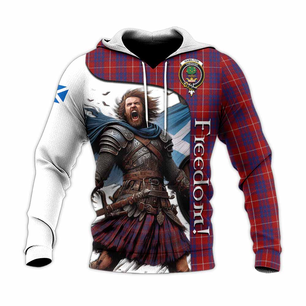 Tartan Vibes Clothing Hamilton Crest Tartan Knitted Hoodie Inspired by the Freedom of Scottish Warrior