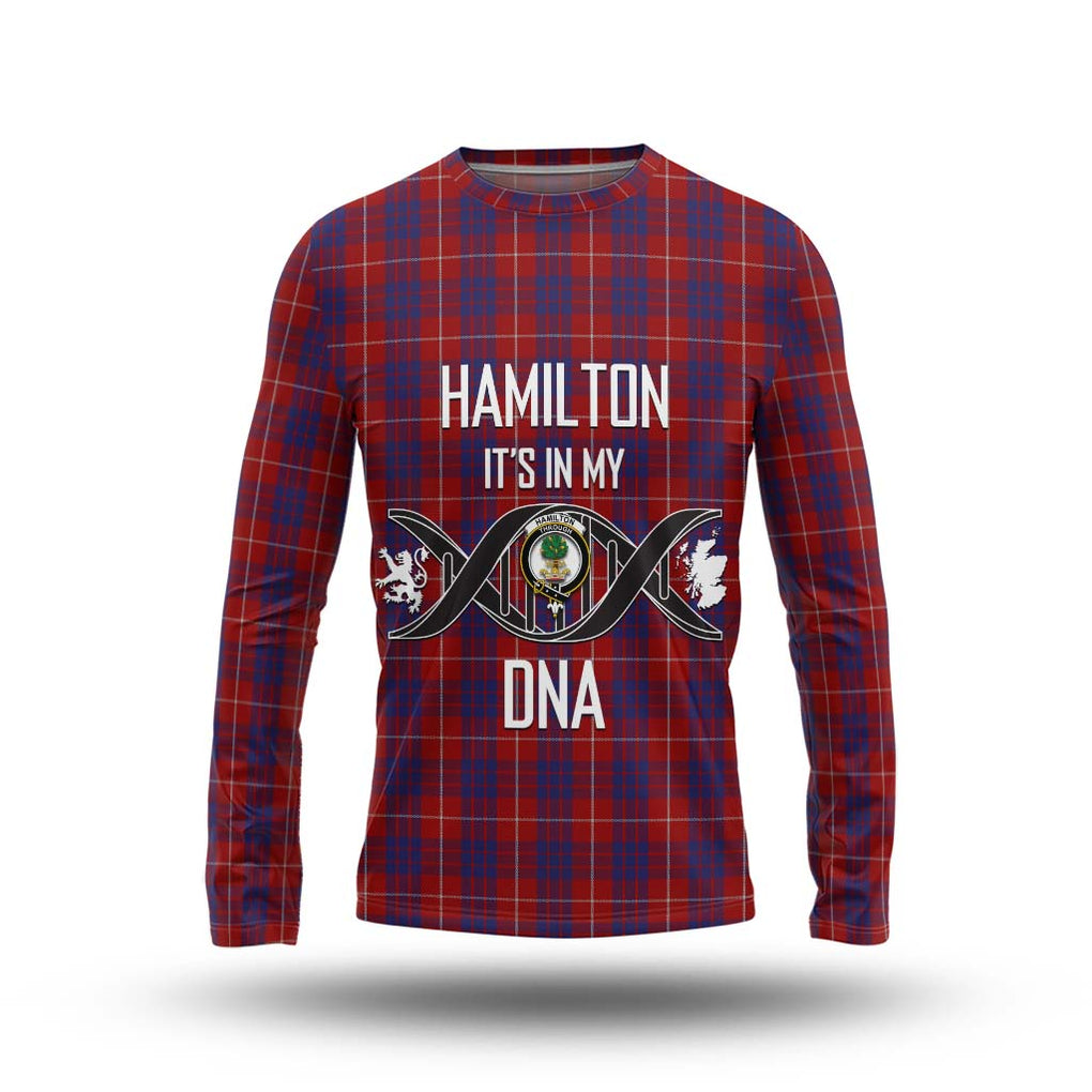 Hamilton Tartan Long Sleeve T-Shirt with Family Crest DNA In Me Style Unisex - Tartanvibesclothing Shop