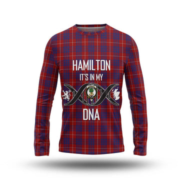 Hamilton Tartan Long Sleeve T-Shirt with Family Crest DNA In Me Style