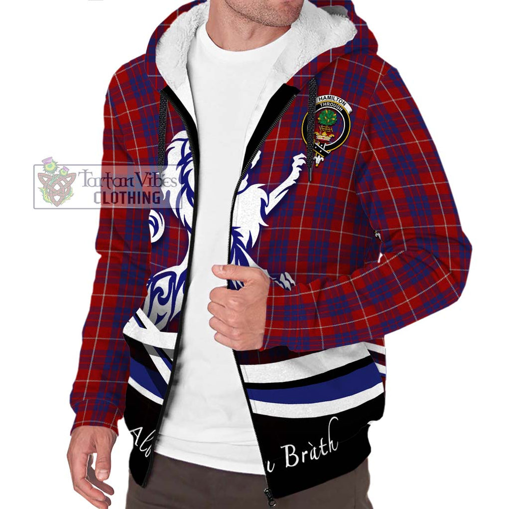 Hamilton Tartan Sherpa Hoodie with Alba Gu Brath Regal Lion Emblem Unisex S - Tartanvibesclothing Shop