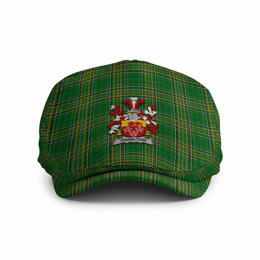 Hamilton Irish Clan Tartan Jeff Cap, Tartan Flat Cap with Coat of Arm Jeff Hat - Tartan Vibes Clothing