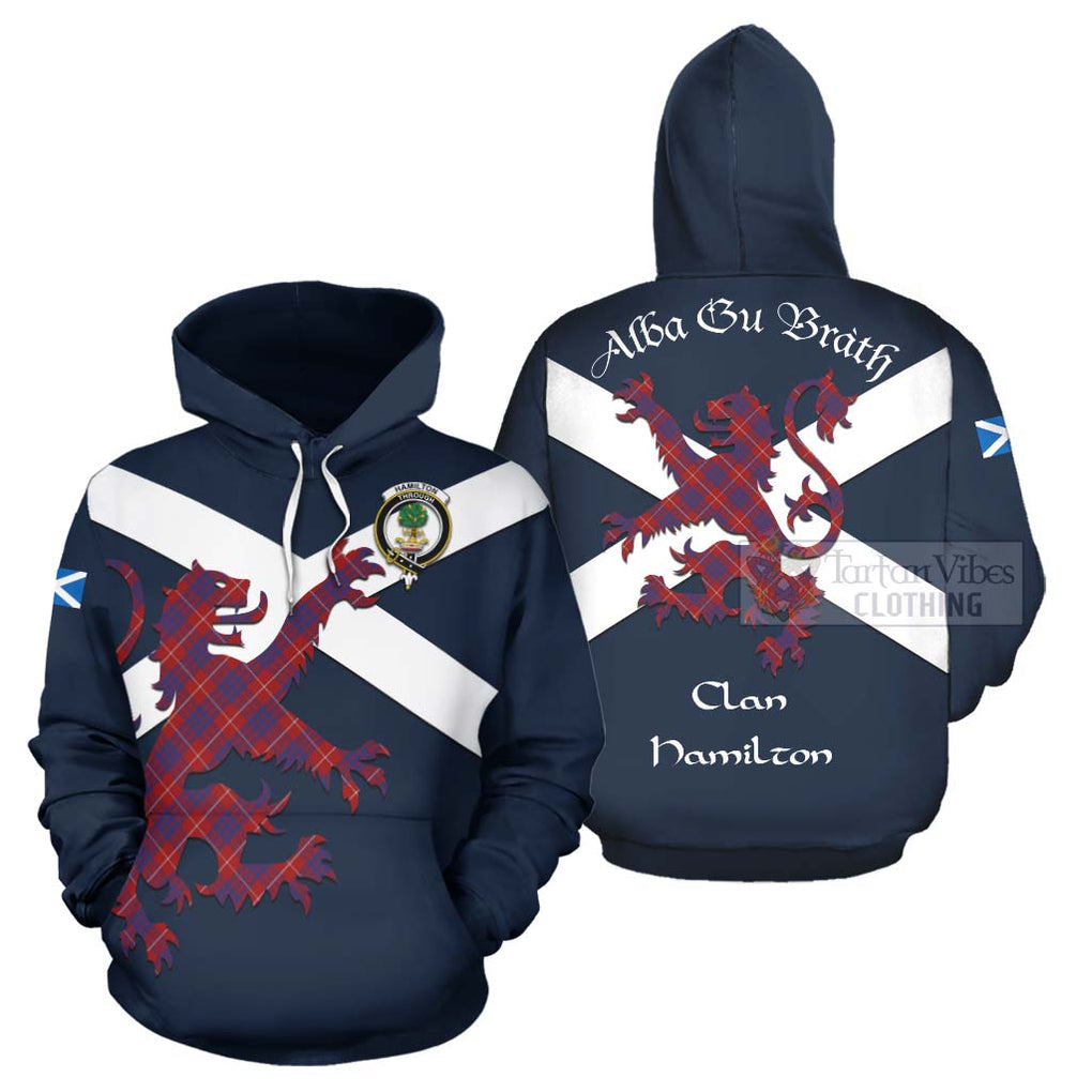 Tartan Vibes Clothing Hamilton Tartan Lion Rampant Hoodie – Proudly Display Your Heritage with Alba Gu Brath and Clan Name