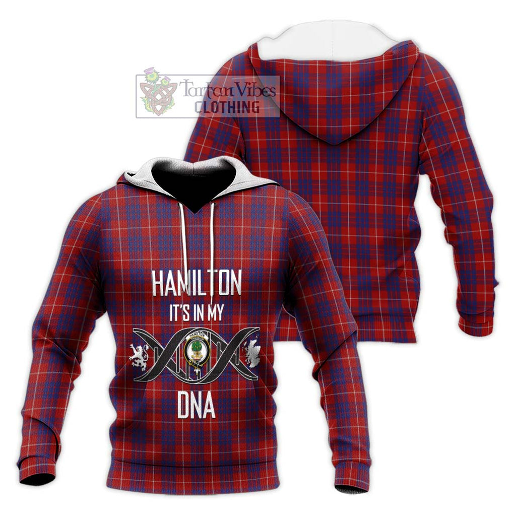 Hamilton Tartan Knitted Hoodie with Family Crest DNA In Me Style Unisex Knitted Pullover Hoodie - Tartanvibesclothing Shop