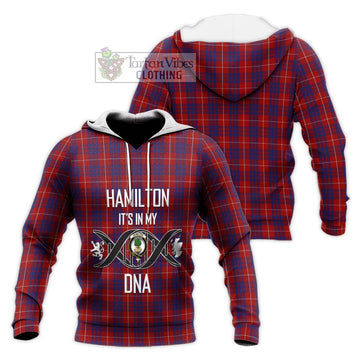 Hamilton Tartan Knitted Hoodie with Family Crest DNA In Me Style