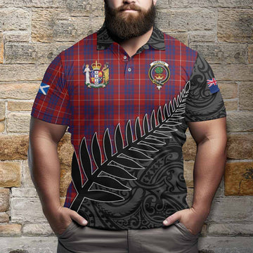 Hamilton Crest Tartan Polo Shirt with New Zealand Silver Fern Half Style