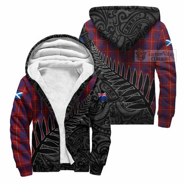 Hamilton Crest Tartan Sherpa Hoodie with New Zealand Silver Fern Half Style