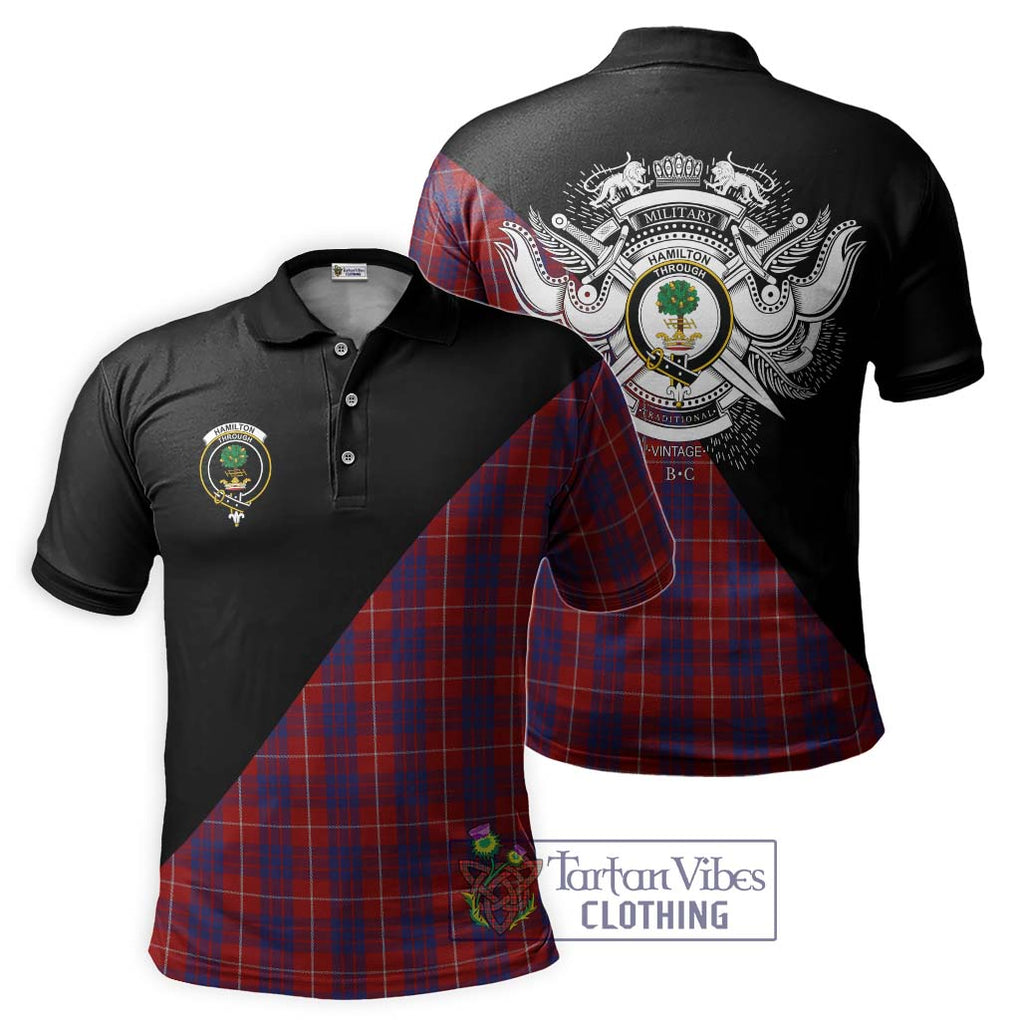 Hamilton Tartan Polo Shirt with Family Crest and Military Logo Style Kid - Tartanvibesclothing Shop