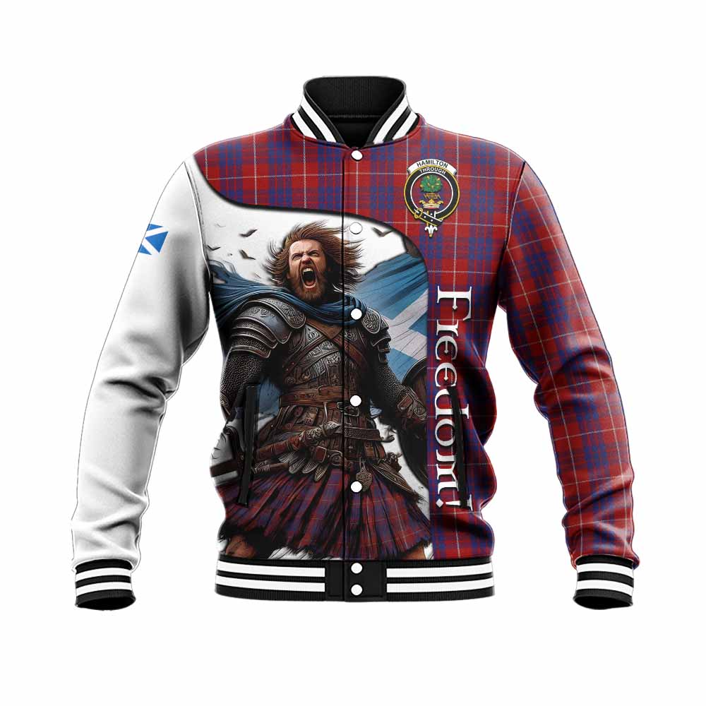 Tartan Vibes Clothing Hamilton Crest Tartan Baseball Jacket Inspired by the Freedom of Scottish Warrior