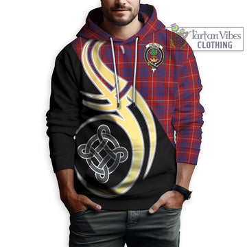 Hamilton Tartan Hoodie with Family Crest and Celtic Symbol Style