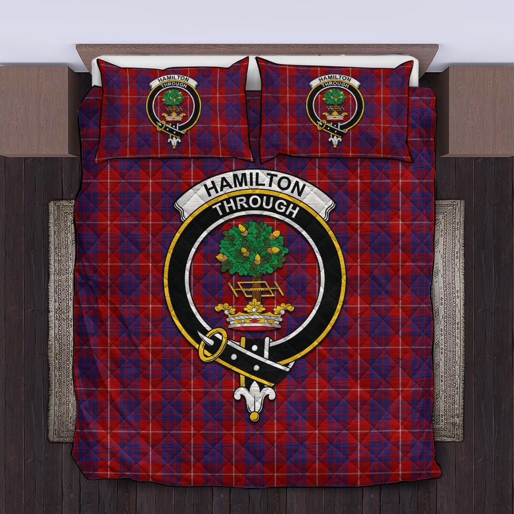 Hamilton Tartan Quilt Bed Set with Family Crest Twin - Tartan Vibes Clothing