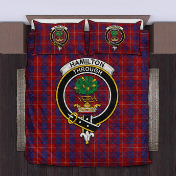 Hamilton Tartan Quilt Bed Set with Family Crest