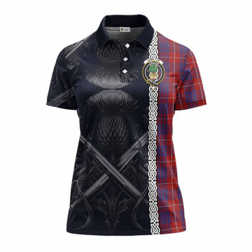 Hamilton Tartan Women's Polo Shirt with Family Crest Cross Sword Thistle Celtic Vibes