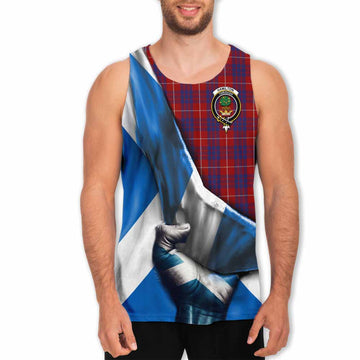 Hamilton Tartan Men's Tank Top with Family Crest Scotland Patriotic Style