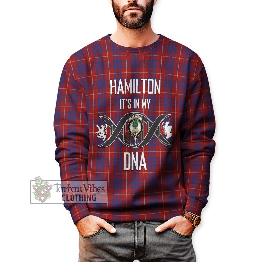 Hamilton Tartan Sweatshirt with Family Crest DNA In Me Style Unisex - Tartanvibesclothing Shop