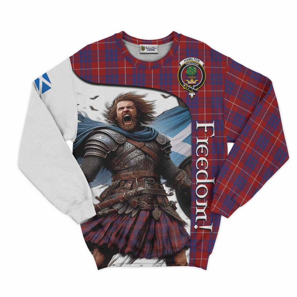 Tartan Vibes Clothing Hamilton Crest Tartan Sweatshirt Inspired by the Freedom of Scottish Warrior