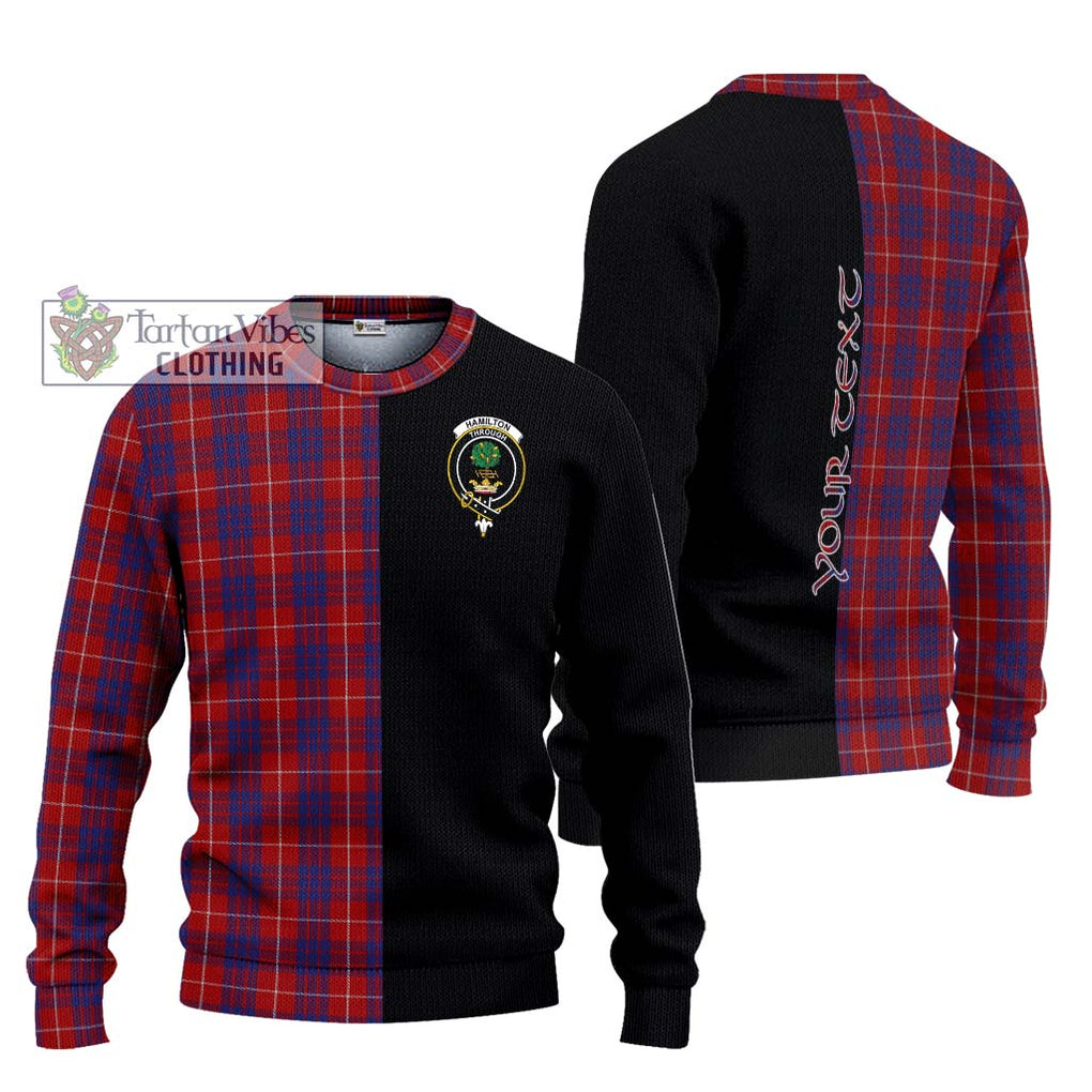 Hamilton Tartan Knitted Sweater with Family Crest and Half Of Me Style Unisex - Tartanvibesclothing Shop