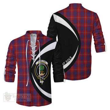 Hamilton Tartan Ghillie Kilt Shirt with Family Crest Circle Style