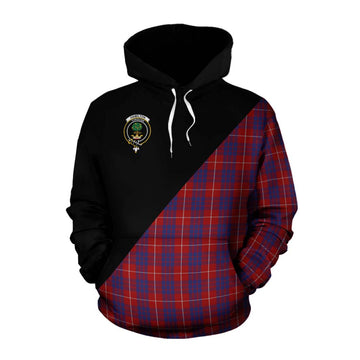 Hamilton Tartan Cotton Hoodie with Family Crest and Military Logo Style