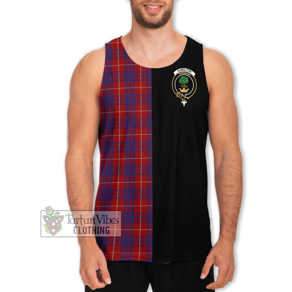 Hamilton Tartan Men's Tank Top with Family Crest and Half Of Me Style Men - Tartanvibesclothing Shop