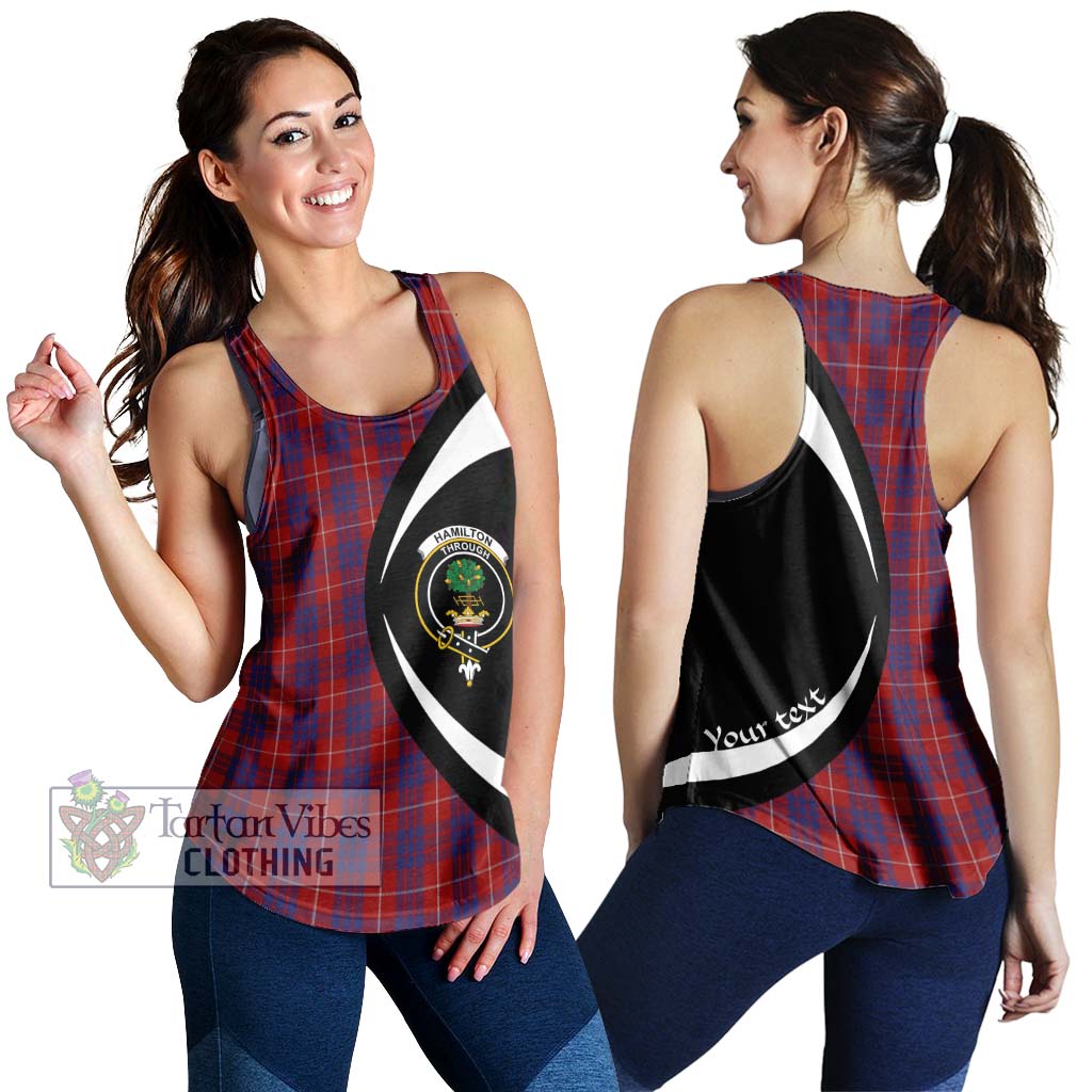 Hamilton Tartan Women's Racerback Tanks with Family Crest Circle Style 4XL - Tartan Vibes Clothing