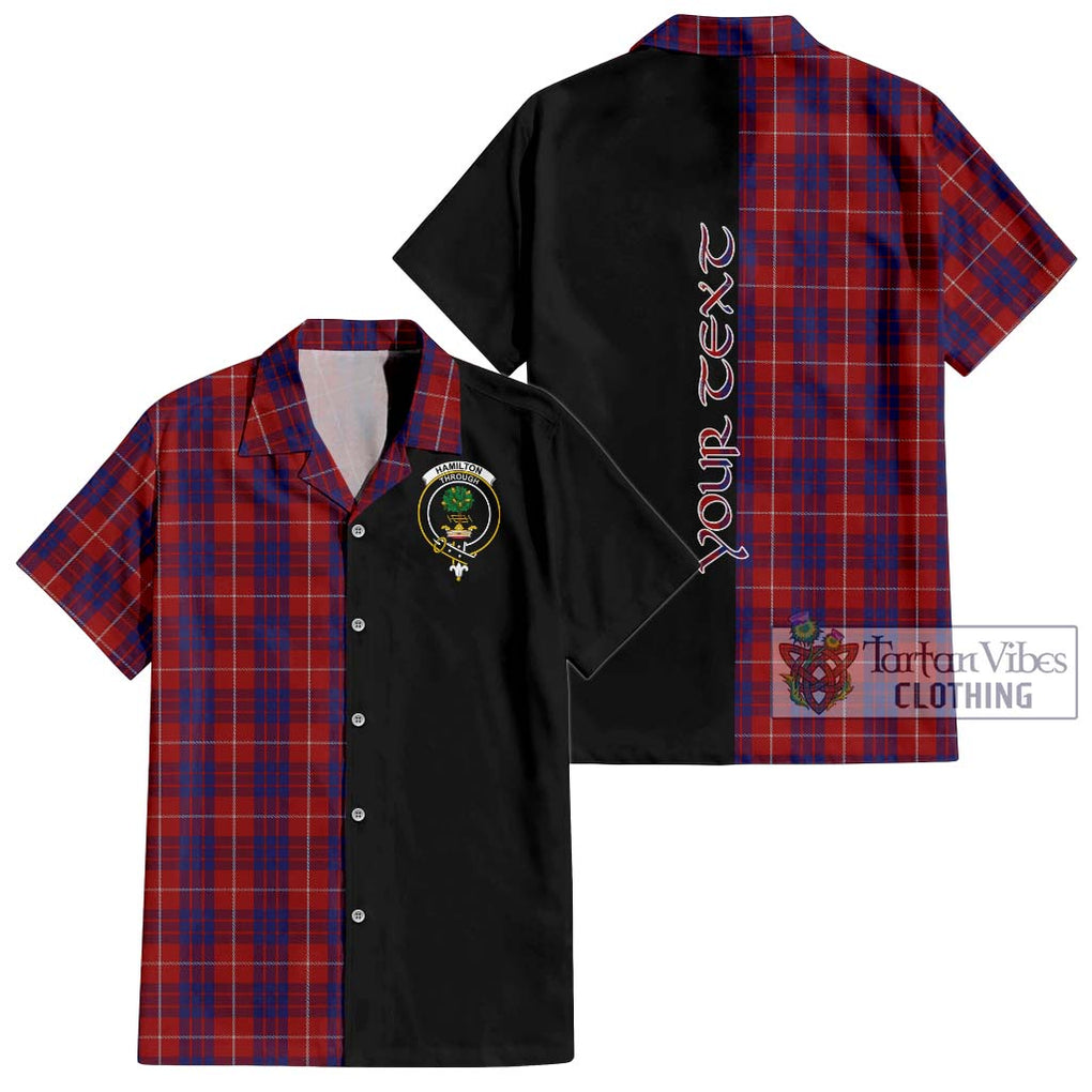 Hamilton Tartan Short Sleeve Button Shirt with Family Crest and Half Of Me Style Kid - Tartanvibesclothing Shop