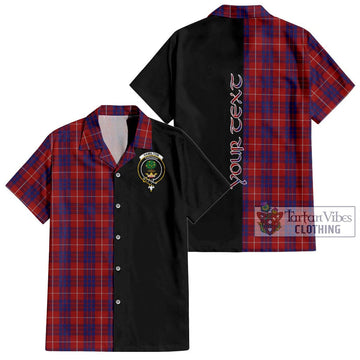 Hamilton Tartan Short Sleeve Button Shirt with Family Crest and Half Of Me Style