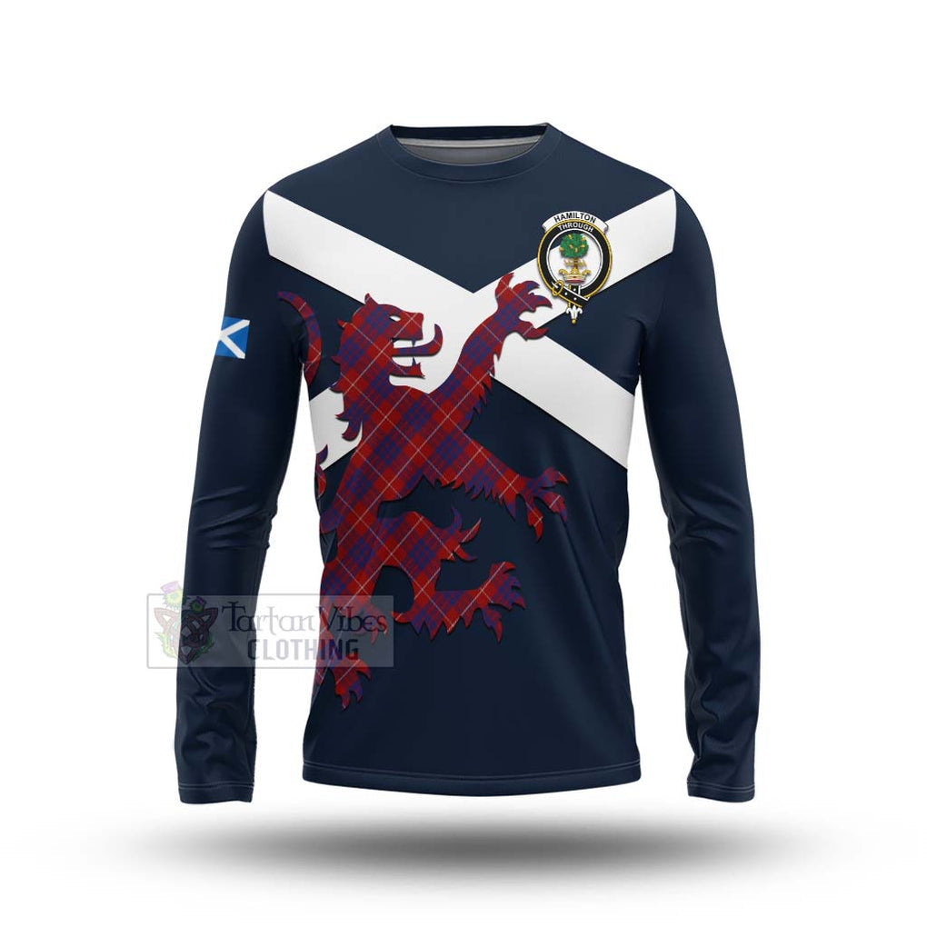 Tartan Vibes Clothing Hamilton Tartan Lion Rampant Long Sleeve T-Shirt – Proudly Display Your Heritage with Alba Gu Brath and Clan Name