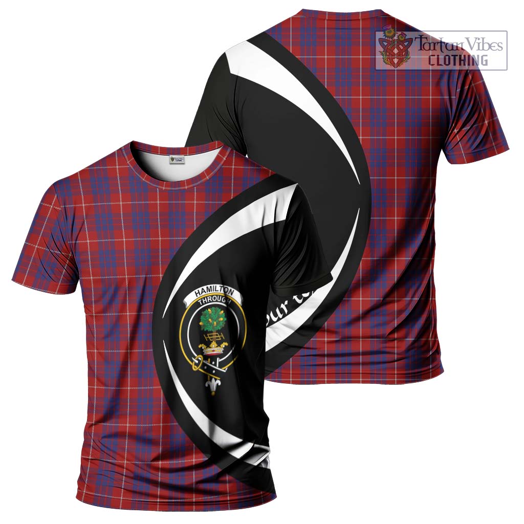 Tartan Vibes Clothing Hamilton Tartan T-Shirt with Family Crest Circle Style