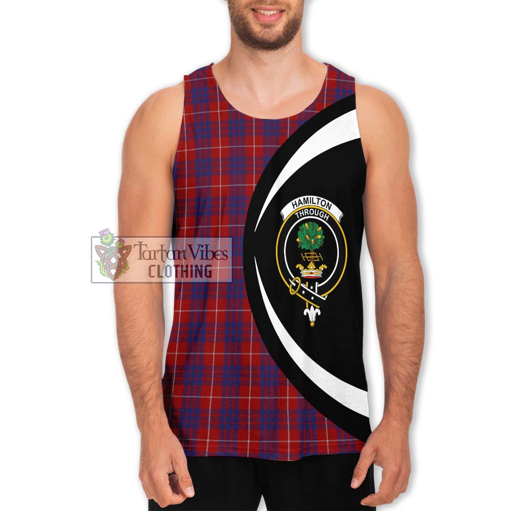 Hamilton Tartan Men's Tank Top with Family Crest Circle Style Men - Tartan Vibes Clothing