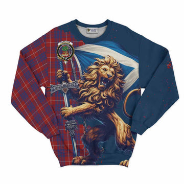 Hamilton Tartan Family Crest Sweatshirt with Scottish Majestic Lion