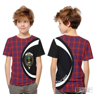 Hamilton Tartan Kid T-Shirt with Family Crest Circle Style