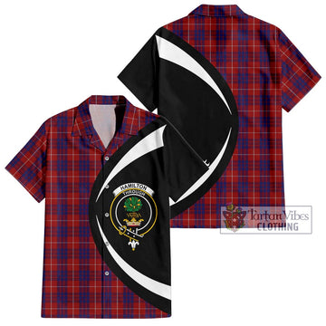 Hamilton Tartan Short Sleeve Button Up with Family Crest Circle Style