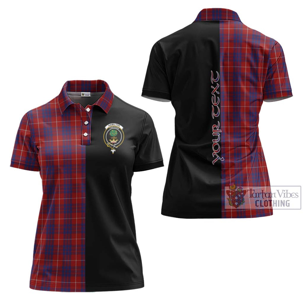 Hamilton Tartan Women's Polo Shirt with Family Crest and Half Of Me Style Women - Tartanvibesclothing Shop