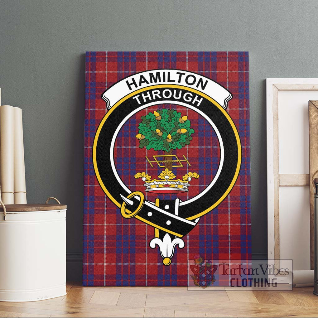 Hamilton Tartan Canvas Print Wall Art with Family Crest Without Frame - Tartan Vibes Clothing