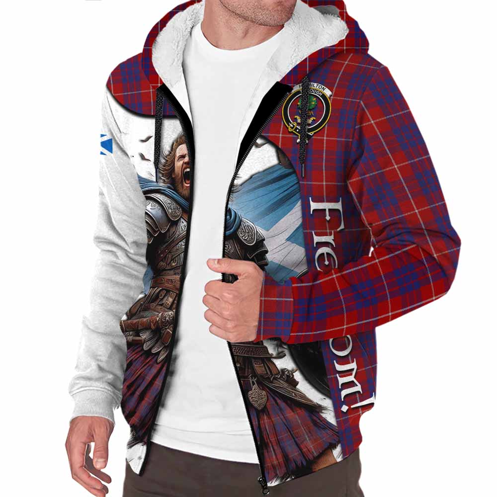 Tartan Vibes Clothing Hamilton Crest Tartan Sherpa Hoodie Inspired by the Freedom of Scottish Warrior