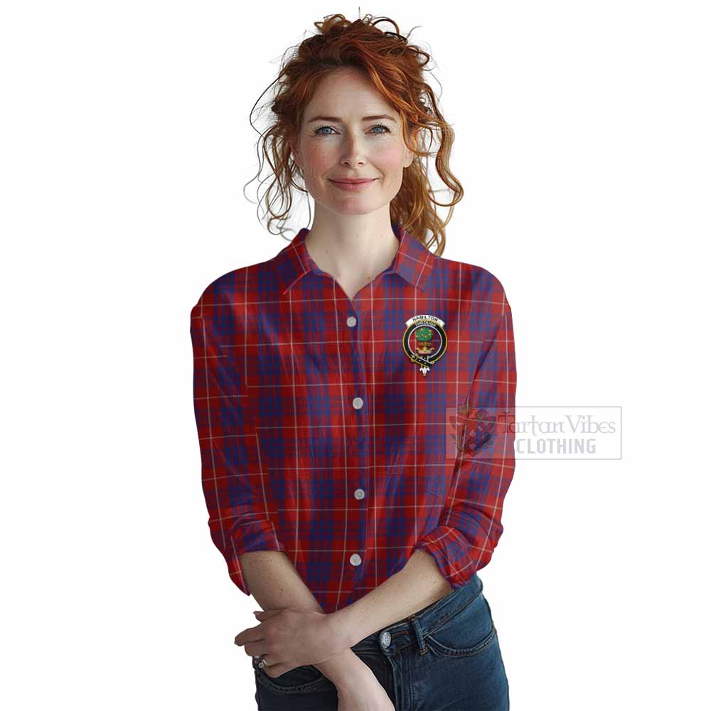 Tartan Vibes Clothing Hamilton Tartan Women's Casual Shirt with Family Crest DNA In Me Style