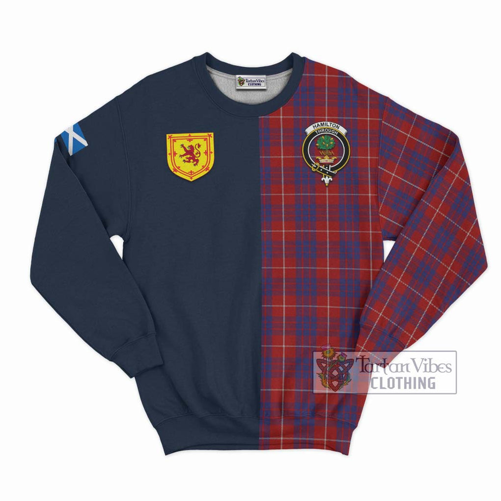 Tartan Vibes Clothing Hamilton Tartan Sweatshirt with Scottish Lion Royal Arm Half Style