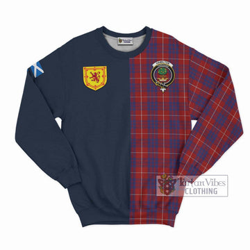 Hamilton Tartan Sweatshirt Alba with Scottish Lion Royal Arm Half Style