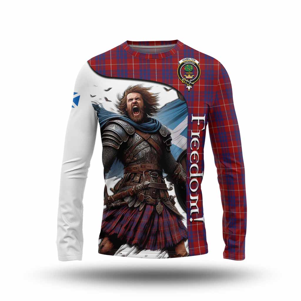 Tartan Vibes Clothing Hamilton Crest Tartan Long Sleeve T-Shirt Inspired by the Freedom of Scottish Warrior