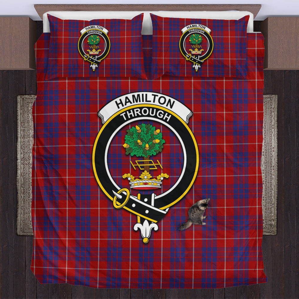 Hamilton Tartan Bedding Set with Family Crest US Bedding Set - Tartan Vibes Clothing