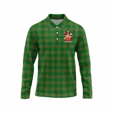 Hamilton Irish Clan Tartan Long Sleeve Polo Shirt with Coat of Arms Unisex - Tartan Vibes Clothing