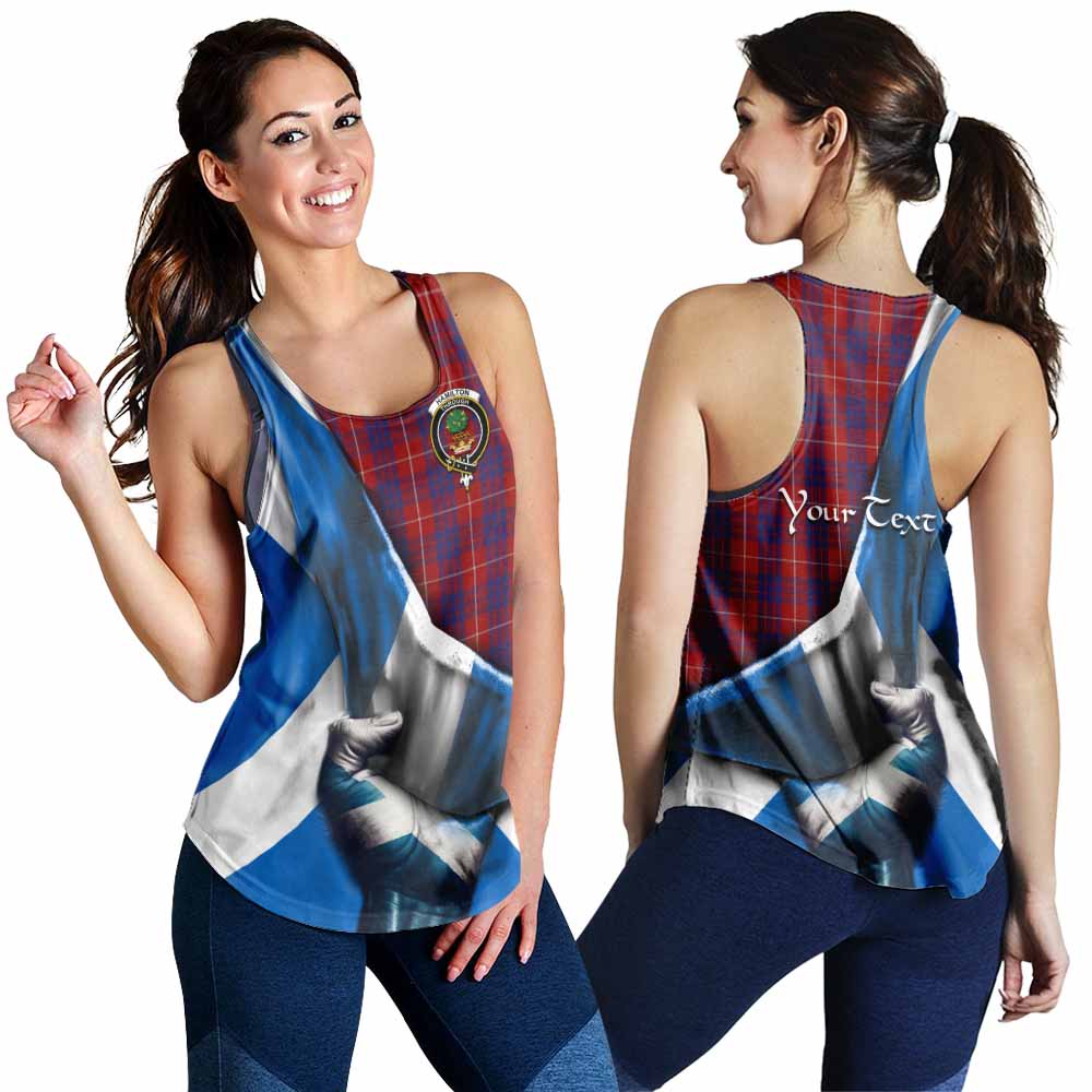 Tartan Vibes Clothing Hamilton Tartan Women's Racerback Tanks with Family Crest Scotland Patriotic Style