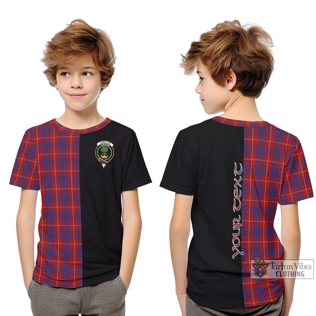 Hamilton Tartan Kid T-Shirt with Family Crest and Half Of Me Style Youth XL Size14 - Tartanvibesclothing Shop